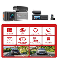 Dashcam Voiture 4K Double Objectif — WiFi, Vision Nocturne & G-Sensor